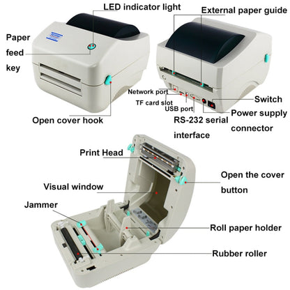 Xprinter XP-450B USB Port Supermarket Cashier Barcode Thermal Printer(UK Plug)