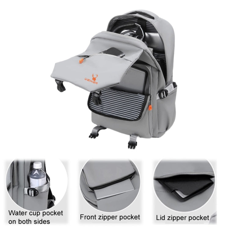 WEIXIER B682 Large Capacity Double Shoulder Backpack Casual Waterproof Travel Bag(Dark Gray)