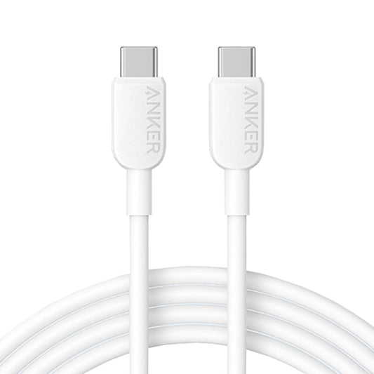 ANKER A81E2 Câble de charge rapide double tête de type C 60 W de 1,8 m pour téléphone portable (blanc)