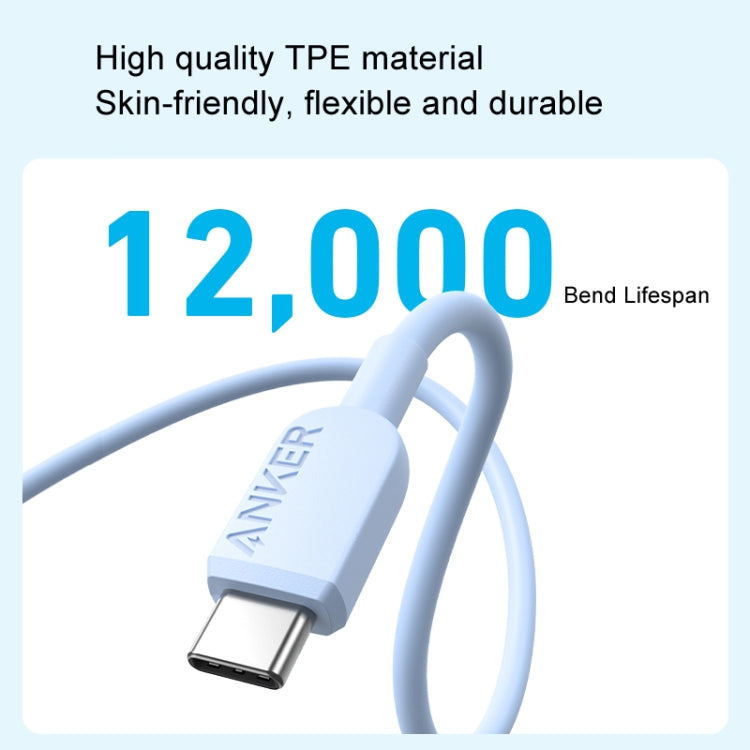 ANKER A81E2 1.8m 60W Dual Type-C Data Cell Phone Dual Head Fast Charging Cable(White)