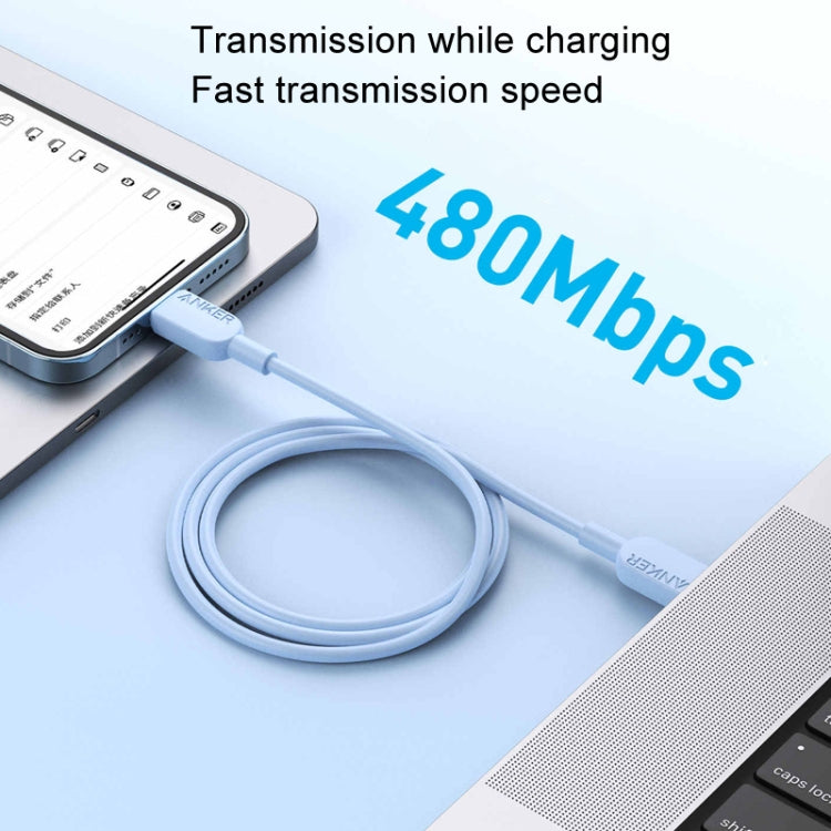 ANKER A81E2 1.8m 60W Dual Type-C Data Cell Phone Dual Head Fast Charging Cable(Blue)