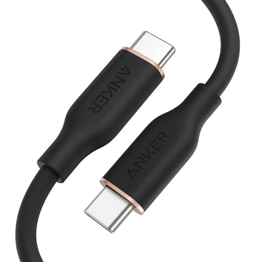 ANKER A8552 Câble de données double Type-C Powerline III 0.9m respectueux de la peau, câble de charge rapide PD100W (Noir)