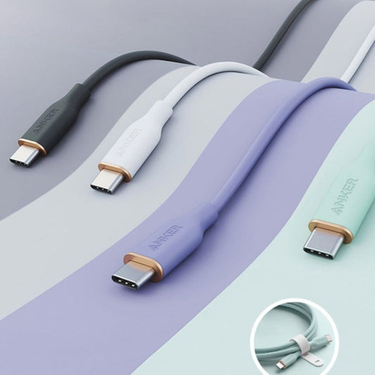 ANKER A8553 Powerline III 1.8m Skin Friendly Dual Type-C Data Cable PD100W Fast Charging Cable(Mint Green)