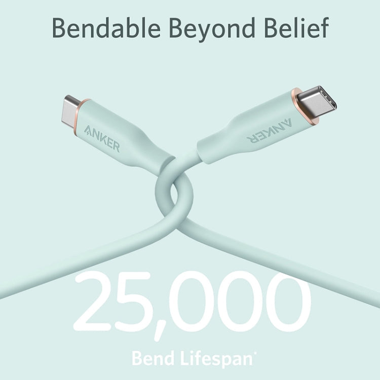 ANKER A8553 Powerline III 1.8m Skin Friendly Dual Type-C Data Cable PD100W Fast Charging Cable(Mint Green)
