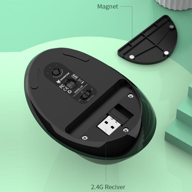 XUNSVFOX H5 Upright Vertical Dual Mode Mouse Rechargeable Wireless Business Office Mouse(Black)