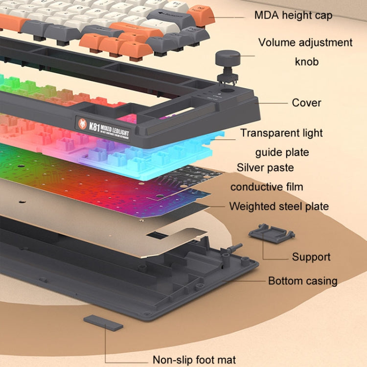 XUNSVFOX K81 Clavier filaire lumineux pour jeux et bureautique (Violet)