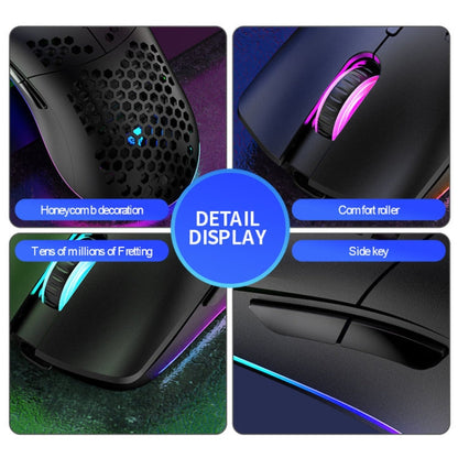 XUNSVFOX XYH80 Hollow Hole Rechargeable Wireless Gaming Mouse RGB Light Computer Office Mouse(Black)