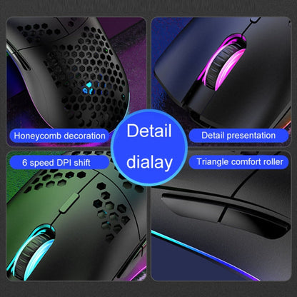 XUNSVFOX XYH90 Wired Hollow Hole Mouse RGB Illuminated Macro Programming Gaming Mouse(Black)