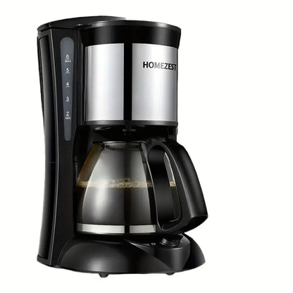 HOMEZEST 600W 0.65L  Automatic Drip Coffee Maker with Glass Carafe 2-6 Cup Capacity(323 Black EU Plug)