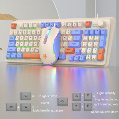 XUNSVFOX K820 Wired Gaming Mechanical Feeling 94 Keys Keyboard And Mouse Set(Bee)