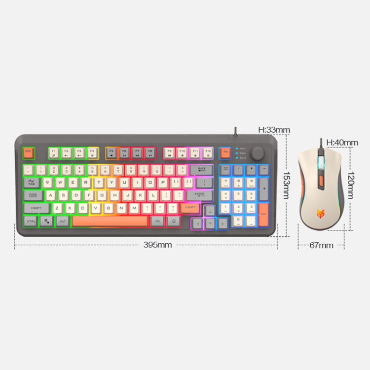 XUNSVFOX K820 Wired Gaming Mechanical Feeling 94 Keys Keyboard And Mouse Set(Bee)