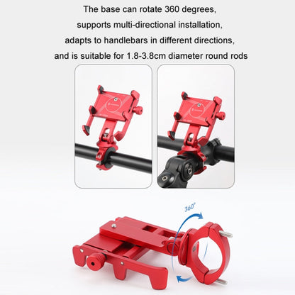 JOHORSE Bicycle Shockproof Mobile Phone Holder Motorcycle Riding Equipment, Color: Stem Red