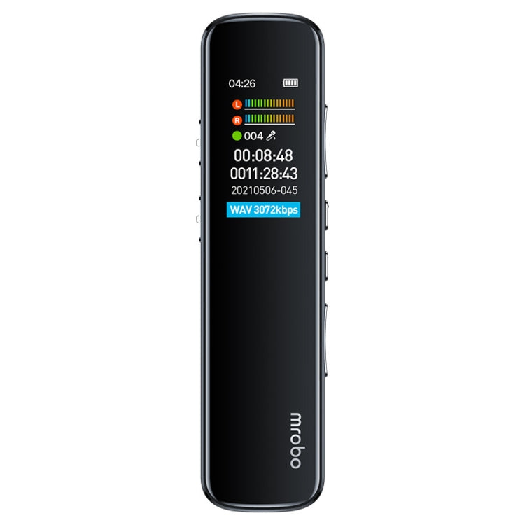 Mrobo RV-19 Lecteur de musique avec stylo d'enregistrement à réduction de bruit 3D et écran HD de 0,96 pouce, Capacité : 16 Go (Noir)