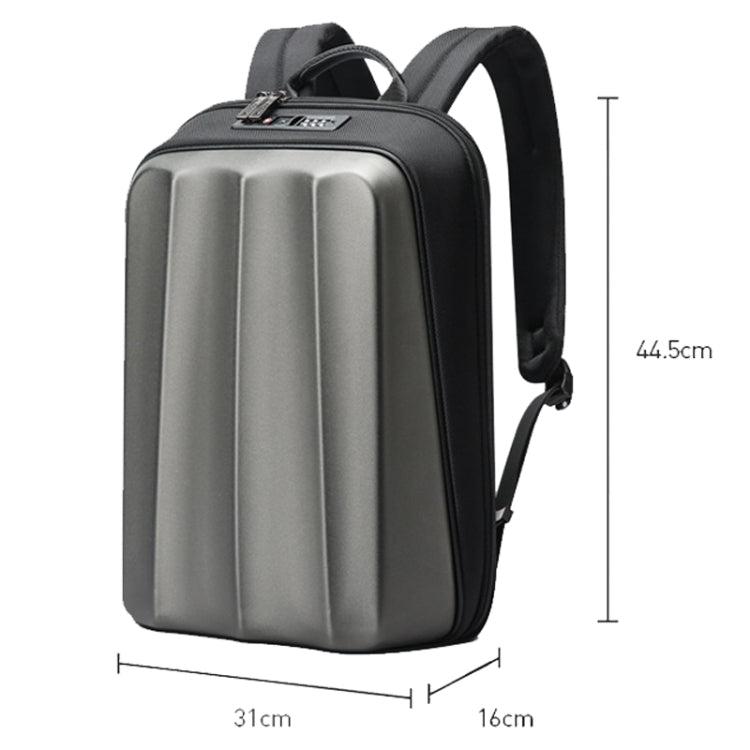 Bopai 61-122579 Large Capacity Hard Shell Password Lock Waterproof Business Laptop Backpack(Grey)