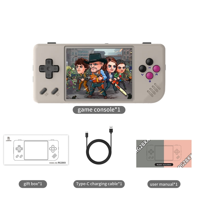 ANBERNIC RG28XX Retro Handheld Game Console 2.83-Inch IPS Screen Linux OS 64GB+128GB(Transparent Black)