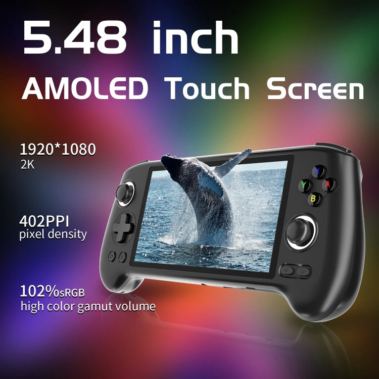 ANBERNIC RG556 Handheld Game Console Android 13 System 5.48-Inch AMOLED Screen WIFI Bluetooth Game Player 128GB+128GB(Black)