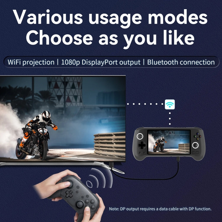 ANBERNIC RG556 Handheld Game Console Android 13 System 5.48-Inch AMOLED Screen WIFI Bluetooth Game Player 128GB+128GB(Black)