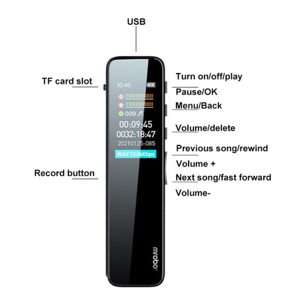 Mrobo RV18 0.96-Inch Color Screen Smart Noise Reduction Recording Pen, Capacity: 32GB(Flagship)