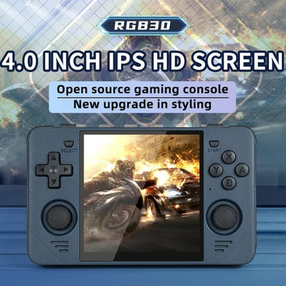 POWKIDDY RGB30  4 Inch IPS Screen Handheld Game Console Built In WIFI＋Bluetooth 16GB+256GB(Black)