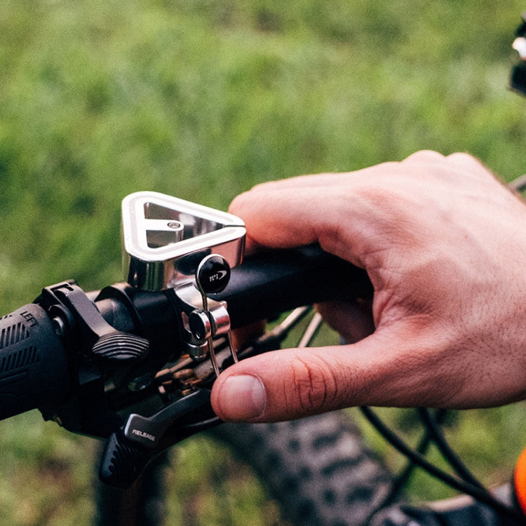Sonnette de VTT N+1 universelle en cuivre triangulaire, couleur : argent avec anneau de fixation
