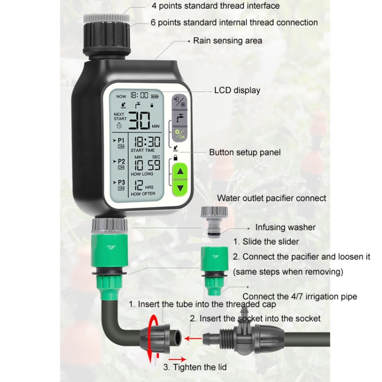 NADSTER Arroseur de fleurs automatique temporisé avec capteur de pluie pour jardin, Spécification : Sortie unique