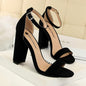 BIGTREE Chaussures Femme Été Talons Hauts Simples Épais Sexy Sandales à Lanières Cheville Nightclub, Taille: 39 (Noir)