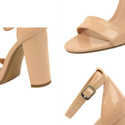 BIGTREE Chaussures Femme Été Talons Hauts Simples Épais Sexy Boîte de Nuit Sandales à Bride Cheville, Taille: 40(Noir)