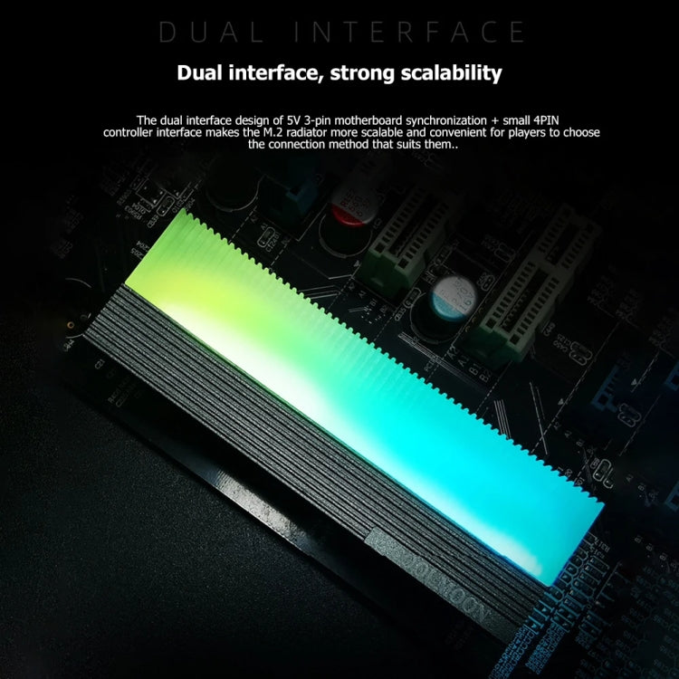 COOLMOON CM-M2A M.2 2280 Solid State Drive Cooler 5V ARGB Hard Drive Heatsink(Gray)