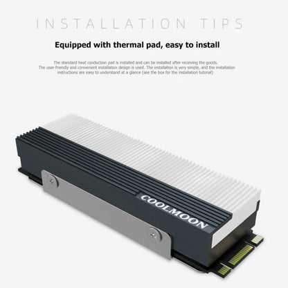 COOLMOON CM-M2A M.2 2280 Solid State Drive Cooler 5V ARGB Hard Drive Heatsink(Gray)