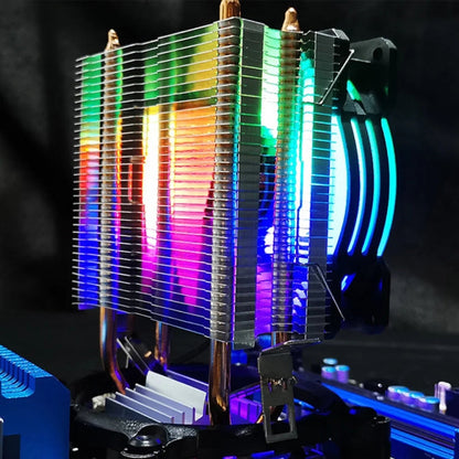 COOLMOON Frost Double Copper Tube CPU Fan Desktop PC Illuminated Silent AMD Air-Cooled Cooler, Style: P22 Streamline Edition Double Fan