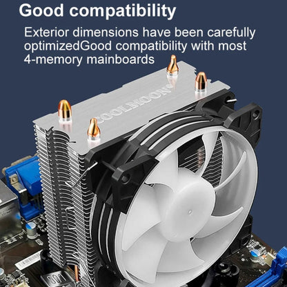 COOLMOON Frost Double Copper Tube CPU Fan Desktop PC Illuminated Silent AMD Air-Cooled Cooler, Style: P22 Streamline Edition Double Fan