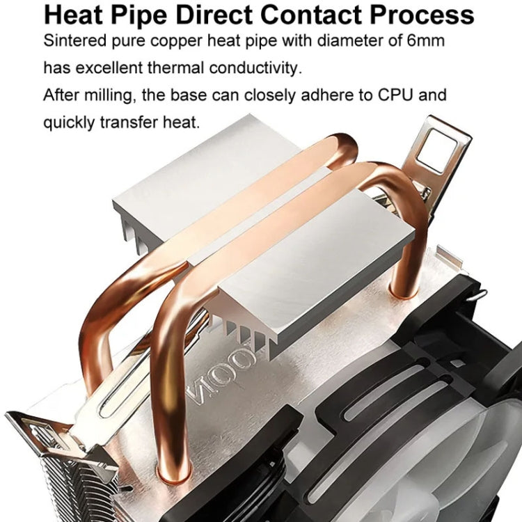 COOLMOON Frost Double Copper Tube CPU Fan Desktop PC Illuminated Silent AMD Air-Cooled Cooler, Style: P22 Magic Moon Edition Double Fan