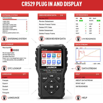 Launch Creader CR529 OBD2 Car Engine Fault Tester Code Scanner(Black)