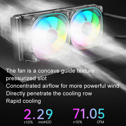 COOLMOON CM-YM-240T Digital ARGB Lens Edition Integrated Water Cooling CPU Cooler Temperature Display CPU Fan(Black)