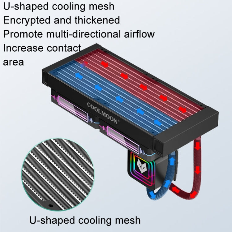Radiateur de refroidissement par eau COOLMOON Glacier 240 pour ordinateur de bureau, ventilateur de refroidissement par eau CPU intégré ARGB multi-plateformes, couleur : noir
