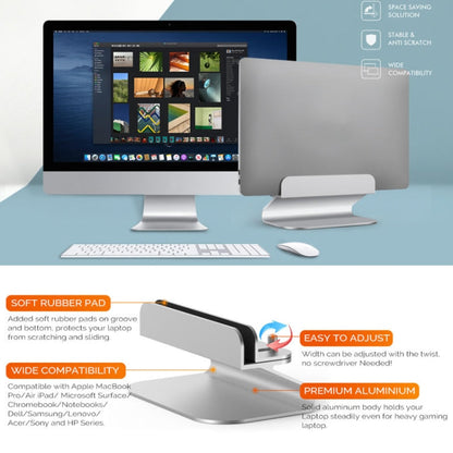 AhaStyle ST07 Laptop Stand Tablet Vertical Aluminum Desktop Storage Base(Silver)
