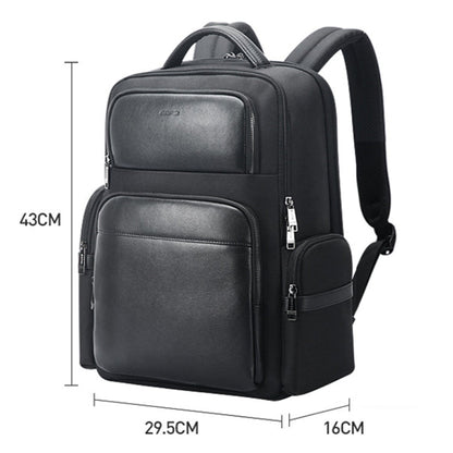 Bopai 61-125031 Large-capacity First-layer Cowhide Business Laptop Backpack With USB+Type-C Port(Black)