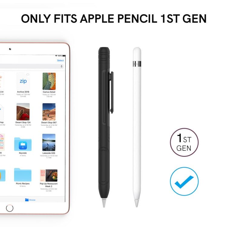 For Apple Pencil 1 AhaStyle PT141 Triple Defense Pen Clip Silicone Protective Case(Black)