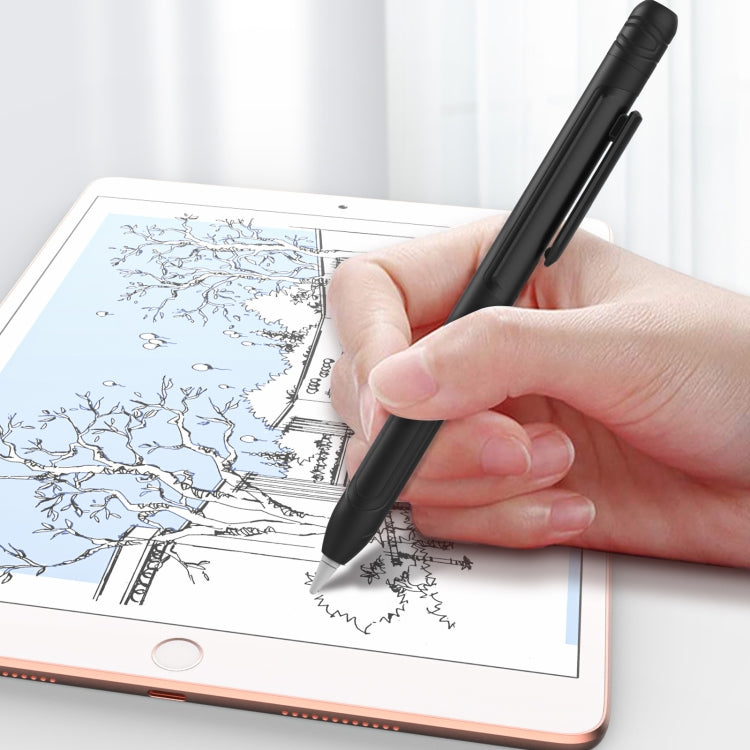 For Apple Pencil 1 AhaStyle PT141 Triple Defense Pen Clip Silicone Protective Case(Midnight Blue)