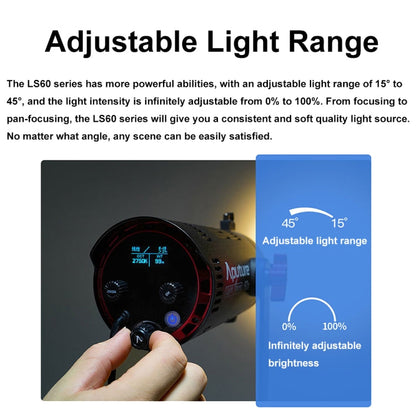 Aputure Adjustable Focus LED Photography Light Indoor Interview Video Live Fill Light, Spec: LS 60x