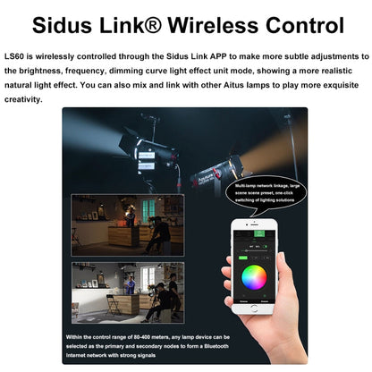 Aputure Adjustable Focus LED Photography Light Indoor Interview Video Live Fill Light, Spec: LS 60x