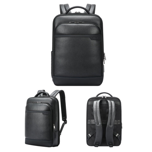 Bopai 61-122391 Large-capacity First-layer Cowhide Business Laptop Backpack With USB+Type-C Port(Black)