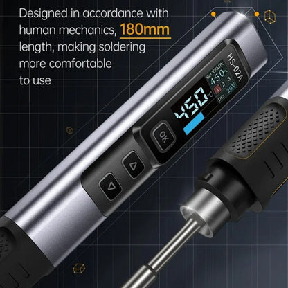 FNIRSI Portable Constant Temperature Soldering Iron Set, Model: HS-02A Standard-B Round Tip