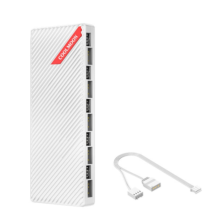 COOLMOON AM10 ARGB+PWM Dual 10 Ports Temperature Control Splitter Case Fan 5V 3Pin HUB(White)