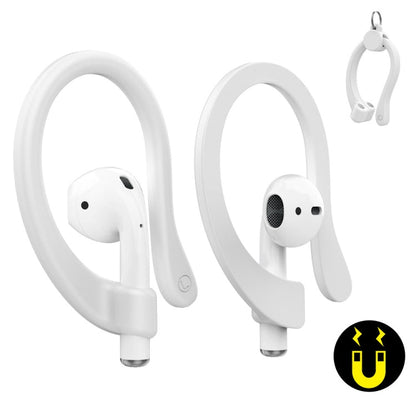 AhaStyle PT78 1pair Wireless Earphones Magnetic Silicone Storage Anti-Loss Earhooks For Apple AirPods 1 / 2 / 3 / Pro / Pro 2(White)
