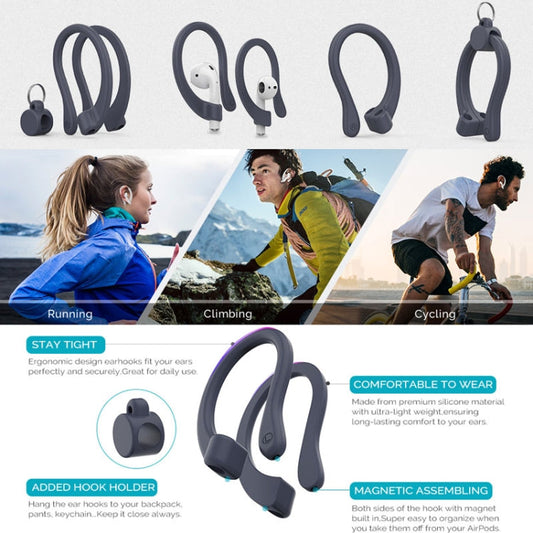 AhaStyle PT78 1pair Wireless Earphones Magnetic Silicone Storage Anti-Loss Earhooks For Apple AirPods 1 / 2 / 3 / Pro / Pro 2(Pink)