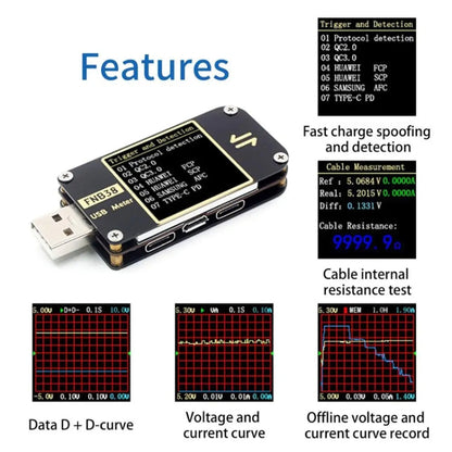FNIRSI FNB38 USB Voltage And Current Meter Capacity Fast Charging Protocol Tester(Black)