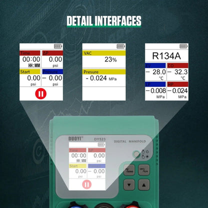 11pcs / Set DUOYI DY523 Automotive Vacuum Pressure Gauge Liquid Charge Fluorine Repair Electronic Refrigerant Meter