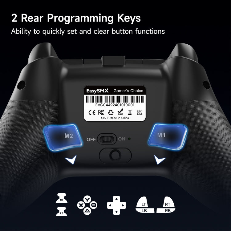 Manette sans fil EasySMX X15 Hall Joystick Trigger RVB (Mécanique)