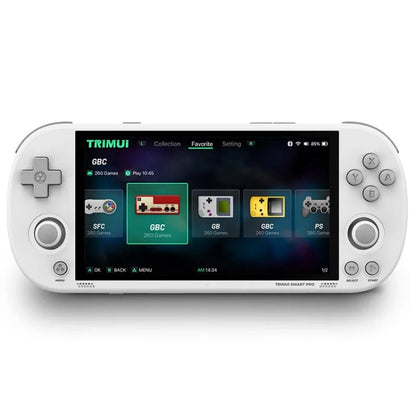 Console de jeu portable Trimui Smart Pro avec écran IPS de 4,96 pouces, système Linux open source, 64 Go (blanc)